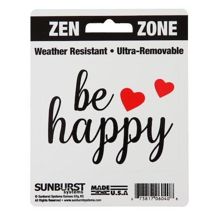 Sunburst Systems Decal Zen Zone Be Happy 4 in x 5 in 6040